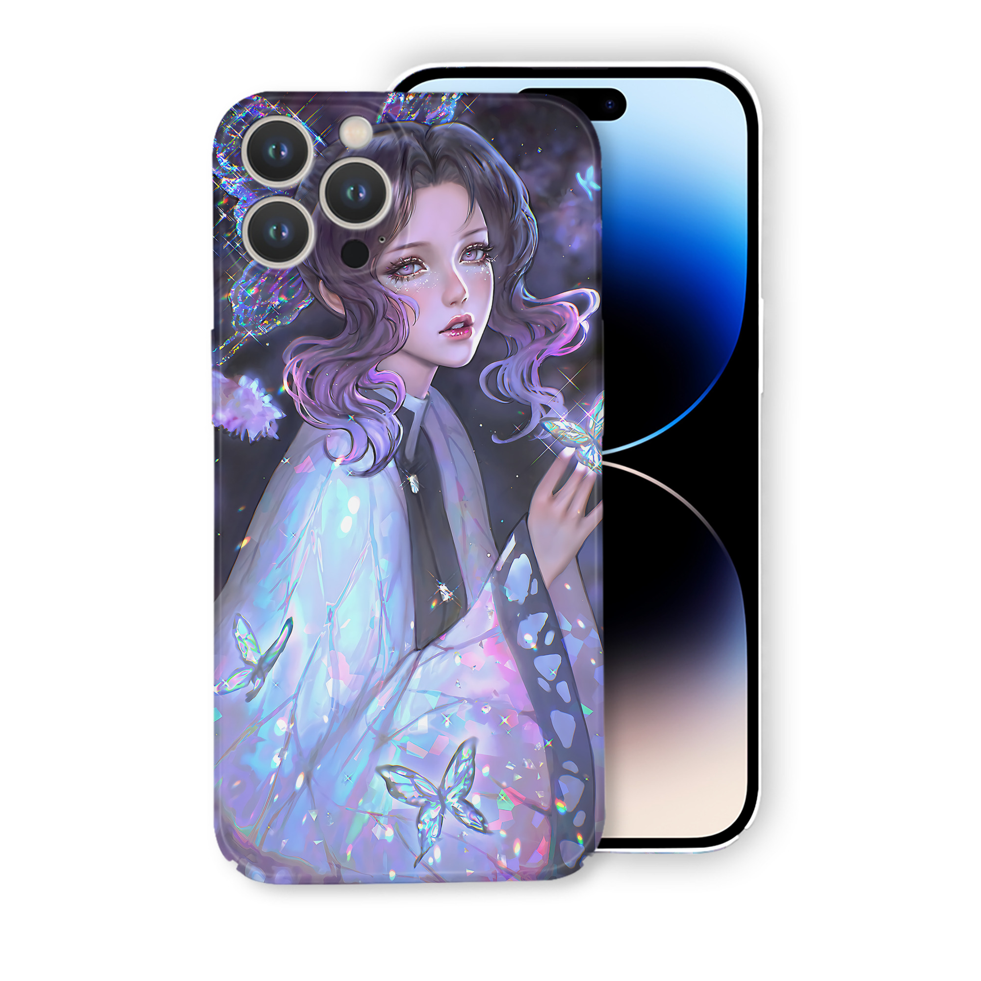 （画像用） 鬼滅の刃（きめつのやいば）蟲柱-胡蝶 しのぶ／こちょう しのぶ Kochou Shinobu 【iPhone 14シリーズ対応】ハードケース